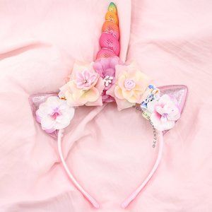 Rainbow Unicorn Floral Headband